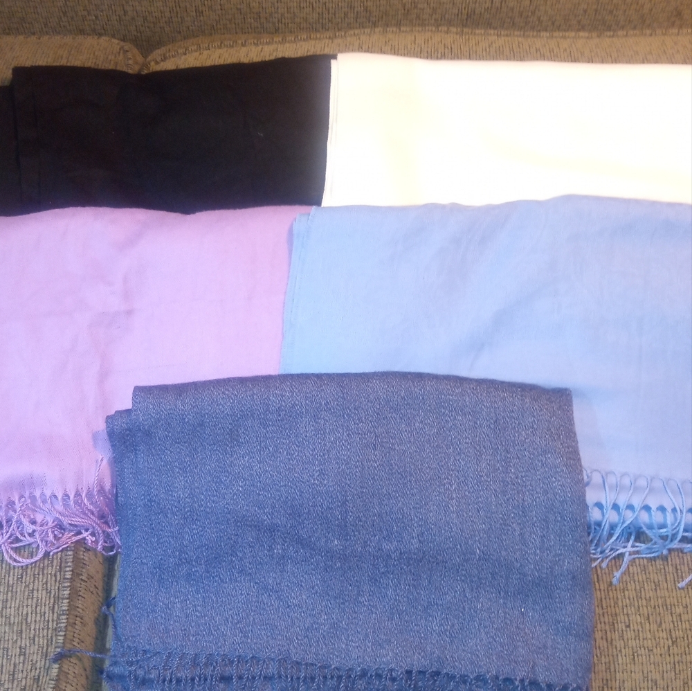 5 individual Cashmere oversized Scarf/Shawl.  82"X28" , one helluva great price